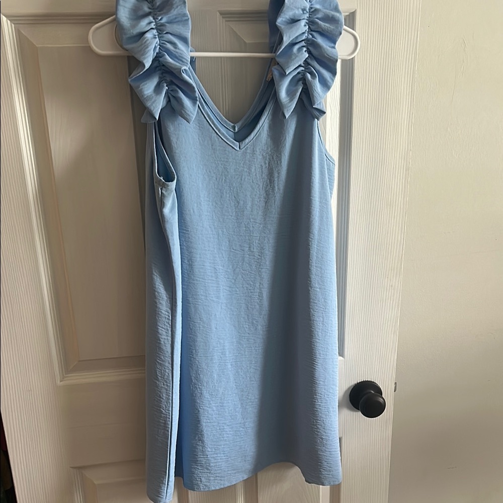 Entro Sky Blue Ruffled Dress